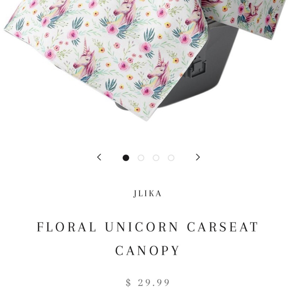 Jlika Floral Unicorn Carseat Reversible Canopy